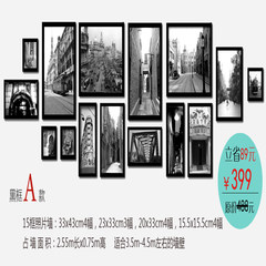 Old Shanghai decorative painting, street view building pictures, wall hung paintings, black and white photography, framed paintings, restaurant murals, old picture paintings Black frame painting core