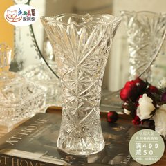 [the fish house] west European style luxury glass vase carved flower vase British transparent fashion