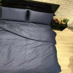 European-style plain simple cotton bed set with four pieces and 60 pieces of long-staple cotton bed set with pure color and 100% cotton set with passionate blue 1.5m (5ft) bed