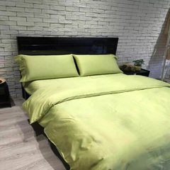 European-style plain simple cotton bed set with four pieces of 60 long plush cotton bed set with black bamboo green 1.5m (5ft) bed