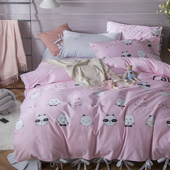 Korean lady is equipped with a four-piece cotton all-cotton floral bed sheet of 1.8/1.5m