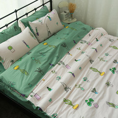 Simple cotton four-piece bedding set cotton autumn and winter new products fashion flowers green quilt cover bedspread suite flowers set - pink jade 1.5m bed hats