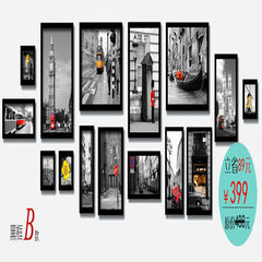New large size black and white European street view photo wall living room modern minimalist framed commercial decorative painting Black frame B paragraph