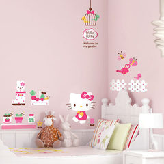 The import of girl children's room bedroom bedside wall stickers background wall stickers cartoon hellokitty Garden