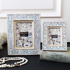 European style retro American hand carved picture frame, exquisite art picture frame, 3 inch, 6 inch luxury set, can hang photo wall blue 3 inch