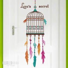 A removable wall color room door window cage Ling posted simple Chinese home stickers stickers large