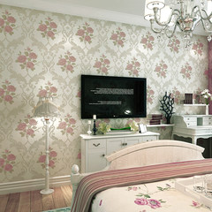 浪漫田园3D立体雕刻粉色无纺布大花壁纸 客厅卧室餐厅背景墙墙纸 仅墙纸