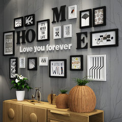 Modern real wood photo frame creative photo wall frame wall decorative personality simple living room bedroom photo frame combination background wall 150x180cm pink CAM. A060B black and white color 2208-1
