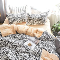 Leopard leopard warm cotton plus velvet suite autumn and winter new A cotton B flannel flannel crystal bedding Bed linen Wild 1.2m (4 feet) bed