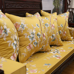 New Chinese style classical embroidered rosewood sofa cushion luo han mattress anti-skid solid wood sofa cushion chair pad custom made rose (turmeric) 50*50cm (pillowcase + pillow core)