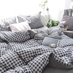 Nordic simple black and white plaid cotton velvet kit A cotton B velvet flannel insulation bedding Bed linen Cotton price 1.2m (4 feet) bed