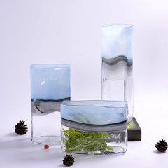 Simple modern color glass flower simulation flower vase of flower hydroponic plants Home Furnishing living room table decorations