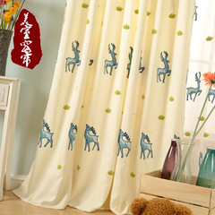 The thick curtain cloth cotton imitation pastoral cartoon embroidery children bedroom windows fresh product customization Width 2.5* high 2.7 piece Cloth [nano drilling]