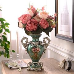 European style living room decoration hand-painted vases Home Furnishing rose floral decoration decoration art simulation package