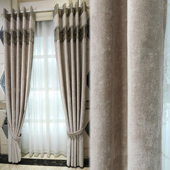 Customized product of modern minimalist living room curtains color shade cloth curtain window window chenille Without shade head + flat How many meters do you want to take?