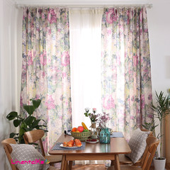 Modern retro Rose Cotton linen cloth curtain ink product customization gauze shading special offer custom clearance One meter fabric is not processed (processing fee is additional) Soft cotton slub yarn on high-grade 100
