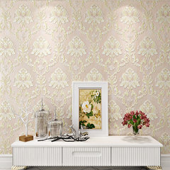 Paper wallpaper 3D relief European wallpaper covered with non-woven bedroom living room TV backdrop wallpaper Wallpaper only