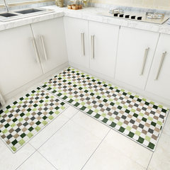 Dajiang long strip carpet bedroom kitchen bathroom bathroom water absorption anti-skid door mat enter the bed can be machine-washed foot pad 45x60+50x80cm green Mosaic