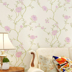 Bedroom wallpaper wallpaper, garden long fiber round mesh, fine pressure wallpaper, non-woven fabric wallpaper, white TV background wallpaper 9086 light pink Wallpaper only