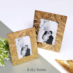 The leaves of golden metal texture disque photo frame table model room decoration creative picture frame 7 inch
