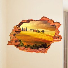 The three-dimensional landscape 3D painted desert village living room bedroom wall decoration wall stickers from pasted paper stickers Large