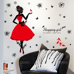 Individual bedroom bedside background painting wallpaper sticker self-adhesive wall decoration stickers stickers non mainstream urban girls in