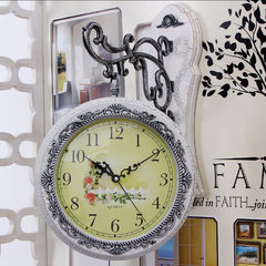 Double wall pastoral living fashion creative European mute double sided clock wall clock two large quartz clock