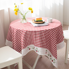 Table cloth embroidered tablecloth pastoral Plaid tablecloth lace rectangular square table cloth round table cover towels Red Plaid strawberry table cloth 140*140CM