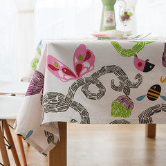 Ikea table cloth art garden fresh tea table mat simple and fashionable cover towel cotton canvas tablecloth can be customized to cover pastel crayon cartoon 90+17 vertical edge *110cm