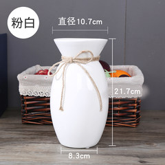 The simplicity of modern European ceramic flower flower bottle fresh pink flower hydroponic Home Furnishing living room coffee table jewelry ornaments Single rope wax gourd vase (white)