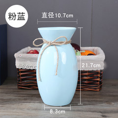 The simplicity of modern European ceramic flower flower bottle fresh pink flower hydroponic Home Furnishing living room coffee table jewelry ornaments Single white gourd vase (blue).