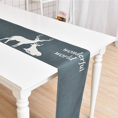 Nordic milu deer cotton and linen table cloth tea table cloth cloth cloth art modern simple TV cabinet cover towel tablecloth table flag can be customized two deer 30*240cm