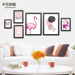 The simplicity of modern decorative painting the living room bedroom backdrop paintings creative Nordic Abstract mural Flamingo Restaurant 50*60 (CM) Simple white clean frame Home brand originality