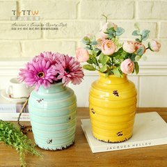 European style of the ancient Mediterranean glazed ceramic decorative ornaments garden decorative pot flower pots decorative vase stripes