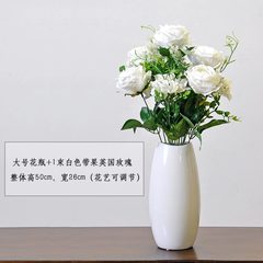 Small pure and fresh table flower art setting piece TV ark porch sitting room vase dancing orchid imitation flower suit decoration large vase +1 bundle of white with fruit British rose