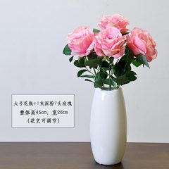 Small pure and fresh table flower art setting piece TV ark porch sitting room vase dancing orchid imitation flower suit decoration large vase +1 bundle deep pink 7 French roses