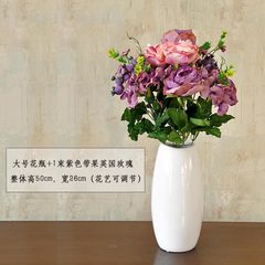 Small pure and fresh table flower art setting piece TV ark porch sitting room vase dancing orchid imitation flower suit decoration large vase +1 bunch of purple belt fruit British rose