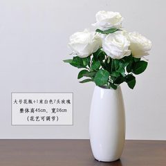 Small pure and fresh table flower art setting piece TV ark porch sitting room vase dancing orchid imitation flower suit decoration large vase +1 bundle of white 7 French roses