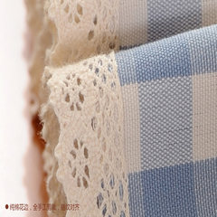 Simple waterproof cloth Blue Plaid tablecloth Mediterranean table cloth round tea table cloth rectangular living room desk Small blue plaid (waterproof lace style) 90+17 vertical *110cm