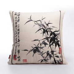 Colorful clothes hall new su xiu hongmu sofa cushion for leaning on embrace pillow Chinese style embroidery polyester linen hold pillow custom headrest back contain core small (45*24 cm) inky bamboo