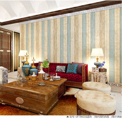 American country wallpaper non-woven wallpaper wood bedroom retro Shutiao wood old Mediterranean Blue Wallpaper only