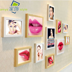 Korean semi-permanent makeup, eyebrow eye and lip tattoo photo wall, micro-plastic beauty salon, decorative painting photo frame, hanging wall poster, white + log (with brow eye and lip core)