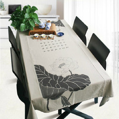 Fabric table cloth tablecloth table cloth rectangle tablecloth new Chinese white linen tablecloths Ink color 140*180cm