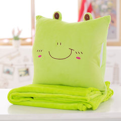 Pillow pillow pillow quilt dual purpose car cushion by office sofa pillow nap pillow lovely can be disassembled and washed 3 in 1 large (55*30 cm) green frog