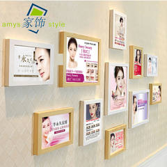 Korean style semi-permanent black-and-white photo frame combination micro plastic beauty salon decorative photo wall white + log (semi-permanent)