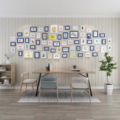 Corporate photo wall, staff style, corporate culture wall, propaganda wall, wall decoration Office White + blue