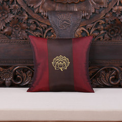 Thai domain Thailand embroidery cushion and pillow plant flowers new classical office sofa backrest cushion square Large square pillow: 50X50cm Red lotus