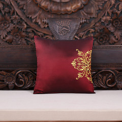 Thai domain Thailand embroidery cushion and pillow plant flowers new classical office sofa backrest cushion square Large square pillow: 50X50cm Red curly grass pattern