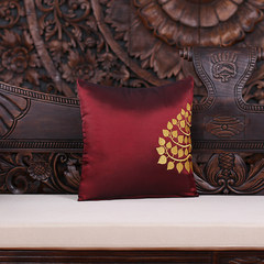 Thai domain Thailand embroidery cushion and pillow plant flowers new classical office sofa backrest cushion square Large square pillow: 50X50cm Red Bodhi leaves