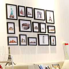 【加宽加厚】品高照片墙 15个相框组合婚纱影楼相框墙客厅书房 订单备注颜色+冲印配套照片